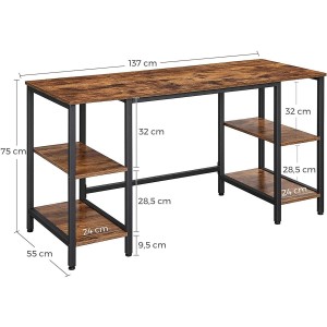 Mesa de ordenador YAMA, moderno diseño, en metal y madera color Marrón