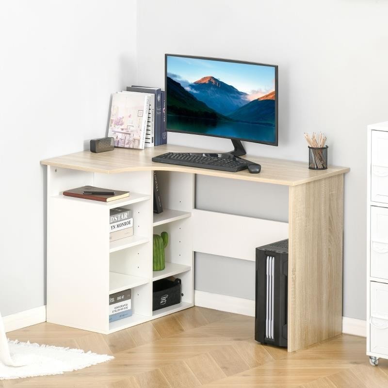 Mesa de Oficina BOXON en Madera color Blanco y Roble