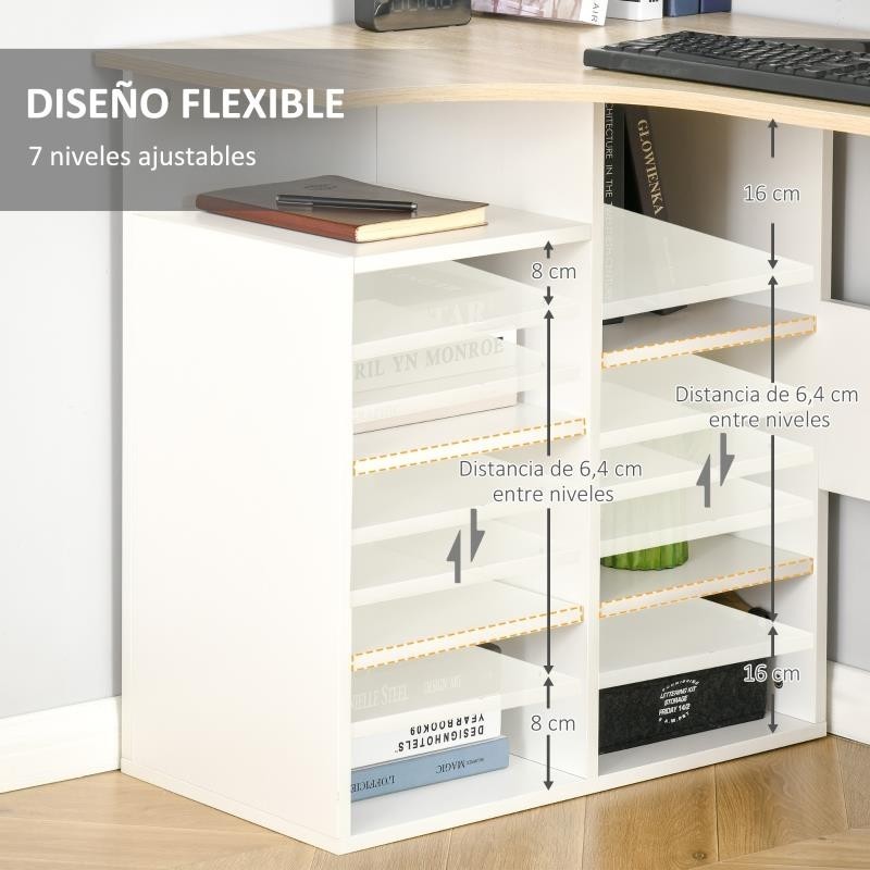 Mesa de Oficina BOXON en Madera color Blanco y Roble