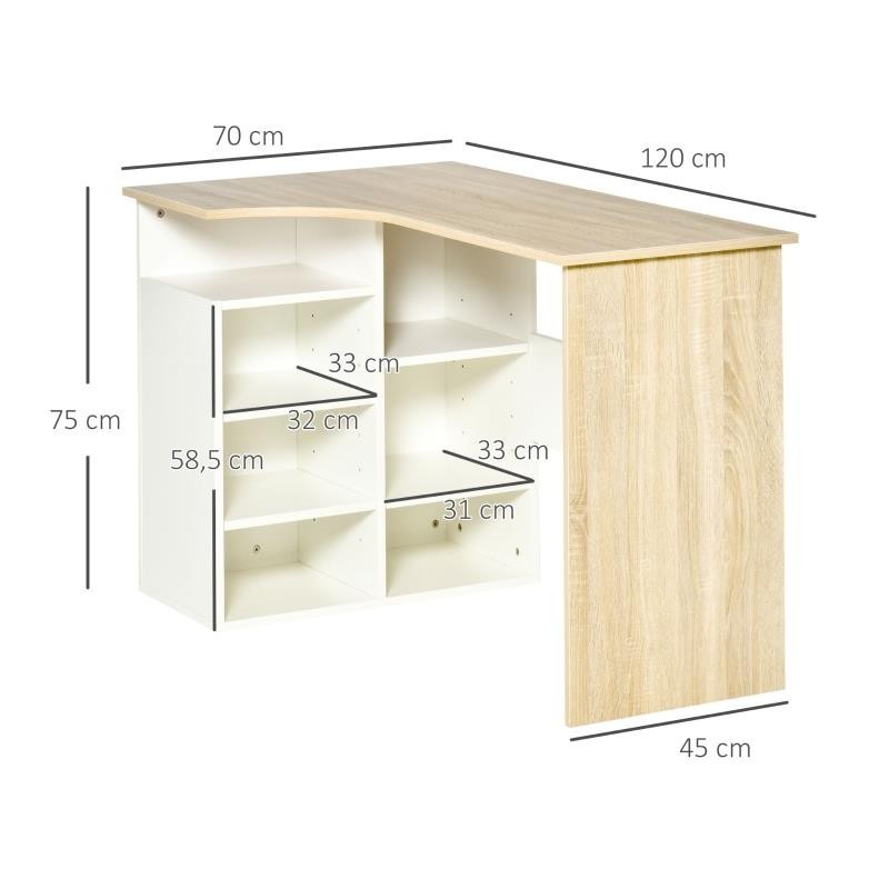 Mesa de Oficina BOXON en Madera color Blanco y Roble