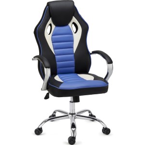 Silla de Oficina Gaming MONTECARLO, cómoda y resistente, piel negro