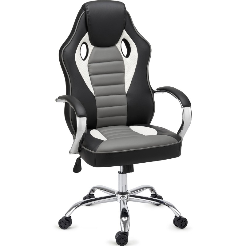 Silla de Oficina Gaming MONTECARLO, cómoda y resistente, piel negro