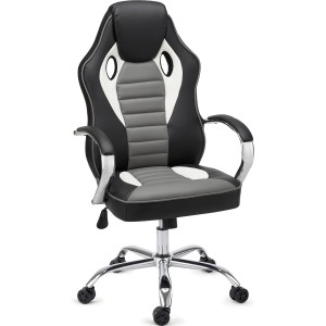 Silla de Oficina Gaming MONTECARLO, cómoda y resistente, piel negro