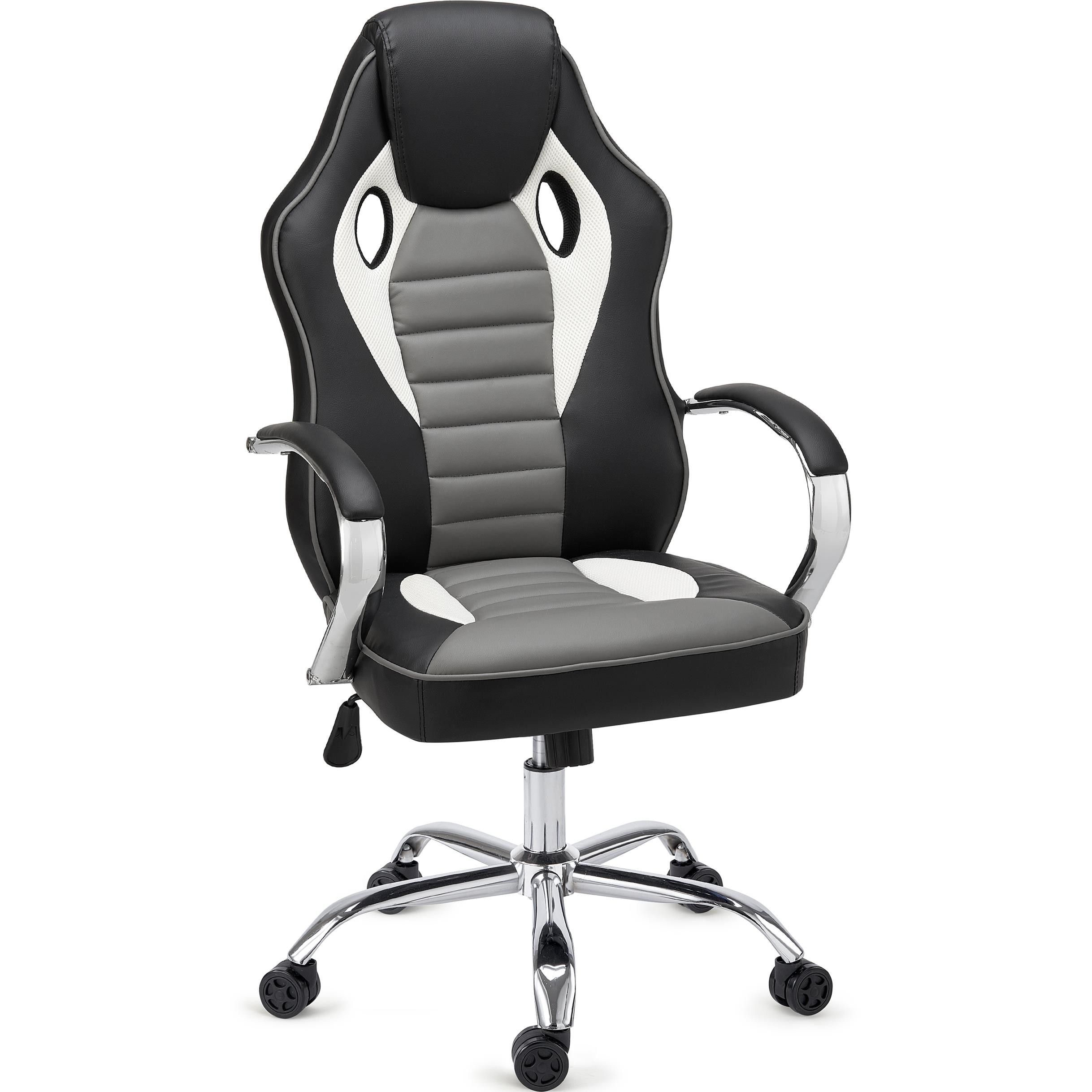 Silla de Oficina Gaming MONTECARLO, Brazos y Base en Metal, Muy Cómoda y Resistente, En Negro