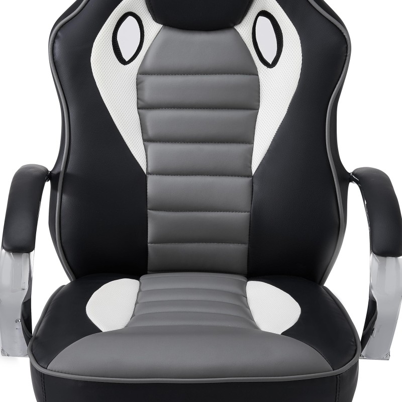 Silla de Oficina Gaming MONTECARLO, cómoda y resistente, piel negro