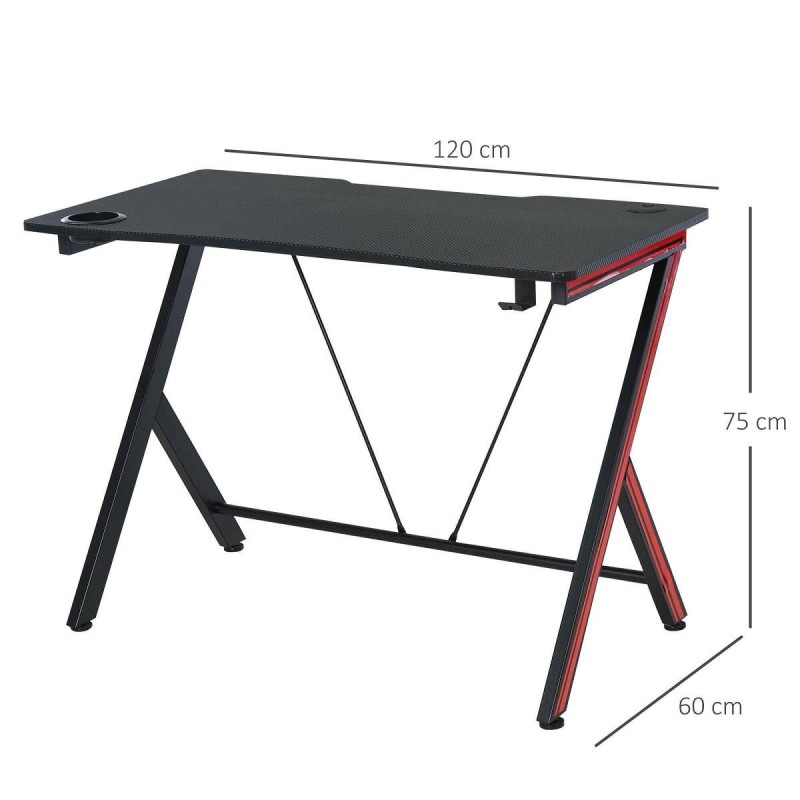 Mesa Gaming SAMUS, 120x60x75 cm, color Negro