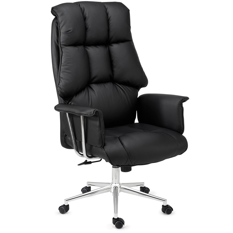 Sillón de Oficina PRESIDENT, Amplio y Muy Cómodo, Piel Negra