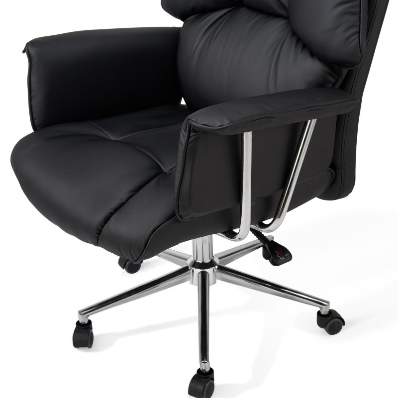 Sillón de Oficina PRESIDENT, Amplio y Muy Cómodo, Piel Negra