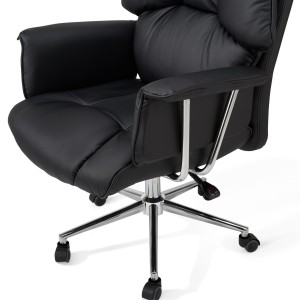Sillón de Oficina PRESIDENT, Amplio y Muy Cómodo, Piel Negra