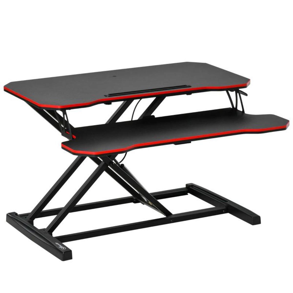 Soporte para monitor NESTA, 80x40x11-50,5 cm, con Soporte para CPU, color Negro y Rojo
