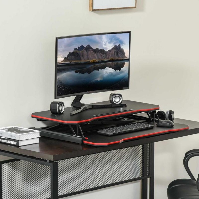Soporte para pantalla NESTA, Dimensiones 80x40x11-50,5 cm, color Negro y Rojo