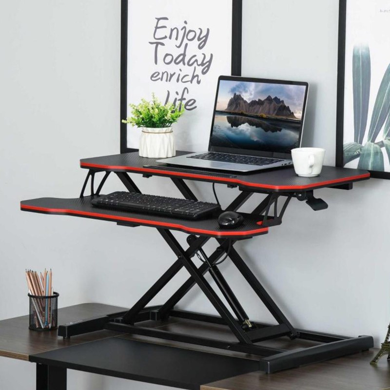 Soporte para pantalla NESTA, Dimensiones 80x40x11-50,5 cm, color Negro y Rojo