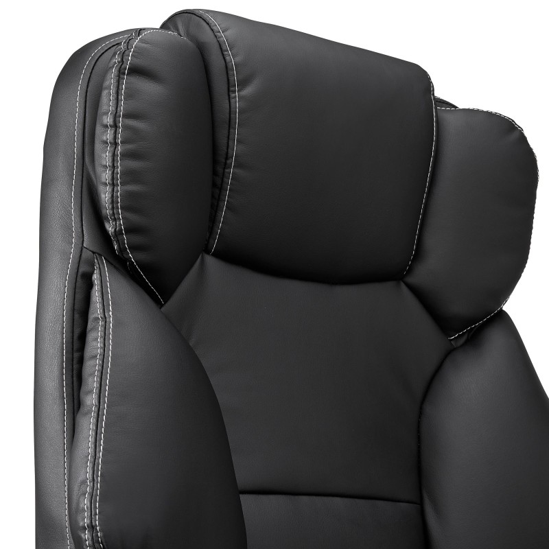 Sillón Oficina LINCON, Reposapiés Extensible, En Piel Negra