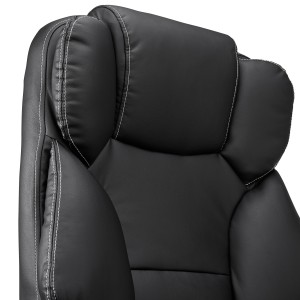 Sillón Oficina LINCON, Reposapiés Extensible, En Piel Negra