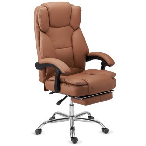 Sillón Oficina LINCON, Reposapiés Extensible, En Piel Negra