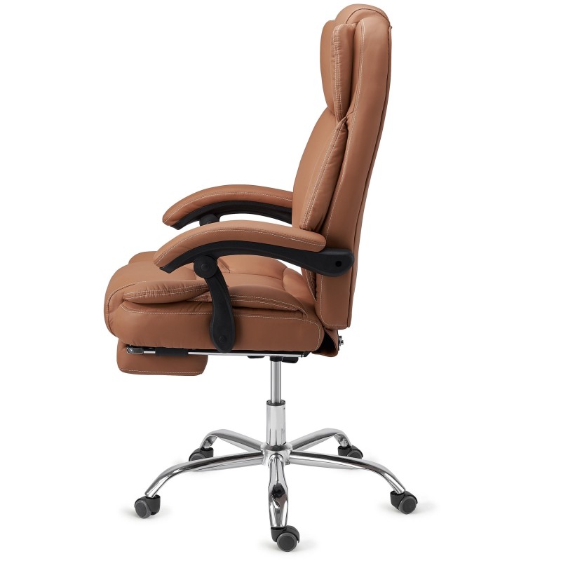Sillón Oficina LINCON, Reposapiés Extensible, En Piel Negra