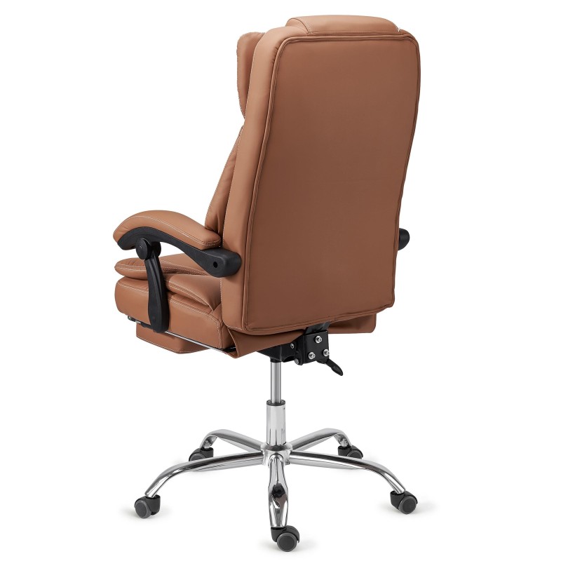 Sillón Oficina LINCON, Reposapiés Extensible, En Piel Negra