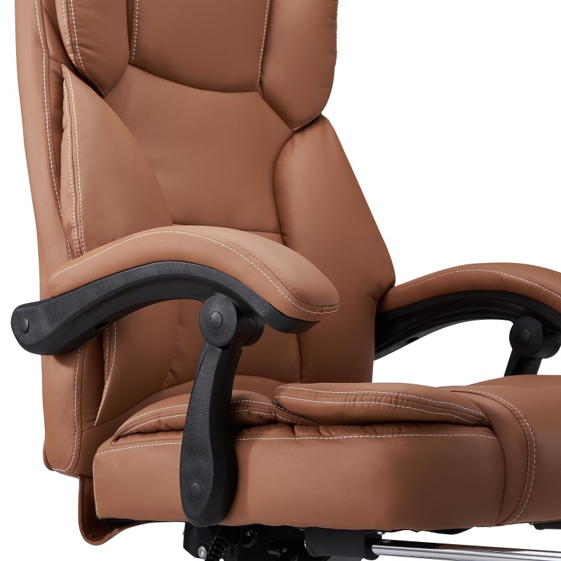 Sillón Oficina LINCON, Reposapiés Extensible, En Piel Negra