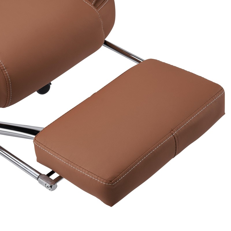 Sillón Oficina LINCON, Reposapiés Extensible, En Piel Negra