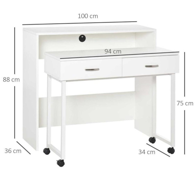 Set de 2 Escritorios BIANCA en Madera color Blanco