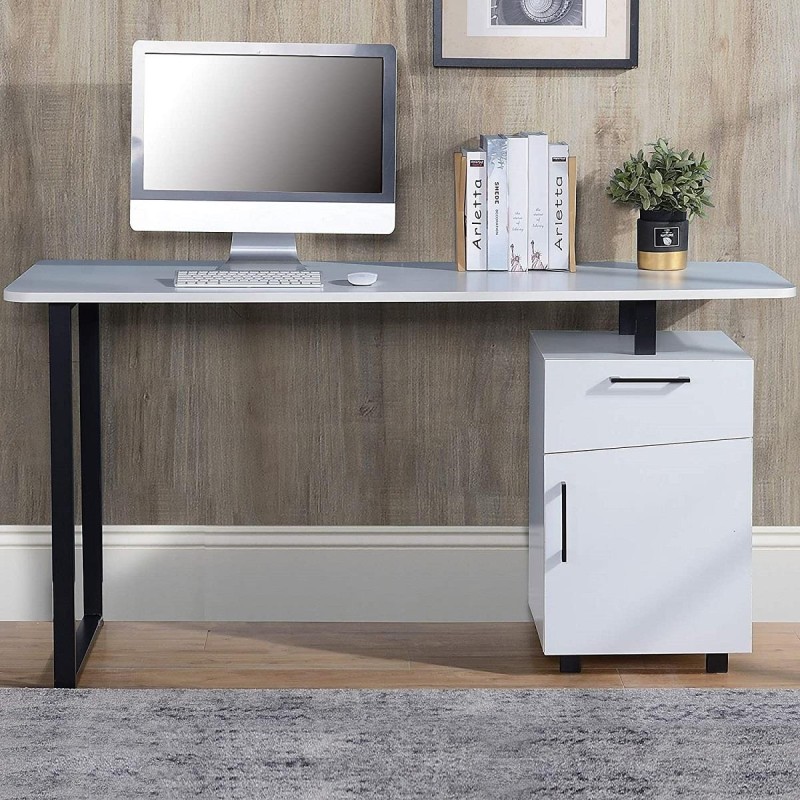 Mesa para Ordenador MAGNOLIA en Metal y Madera color Blanco