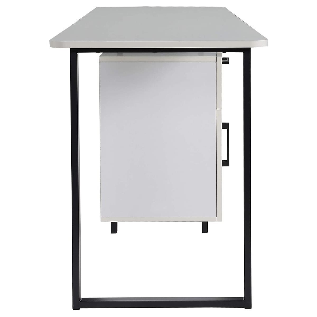 Mesa para Ordenador MAGNOLIA, Dimensiones 150x60x76 cm, con Cajones, en Metal y Madera color Blanco