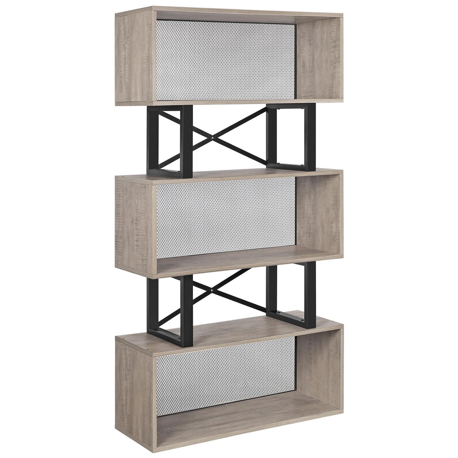 Estantería ARTHUR, 80x30x149 cm, en Metal y Madera, color Gris y Negro