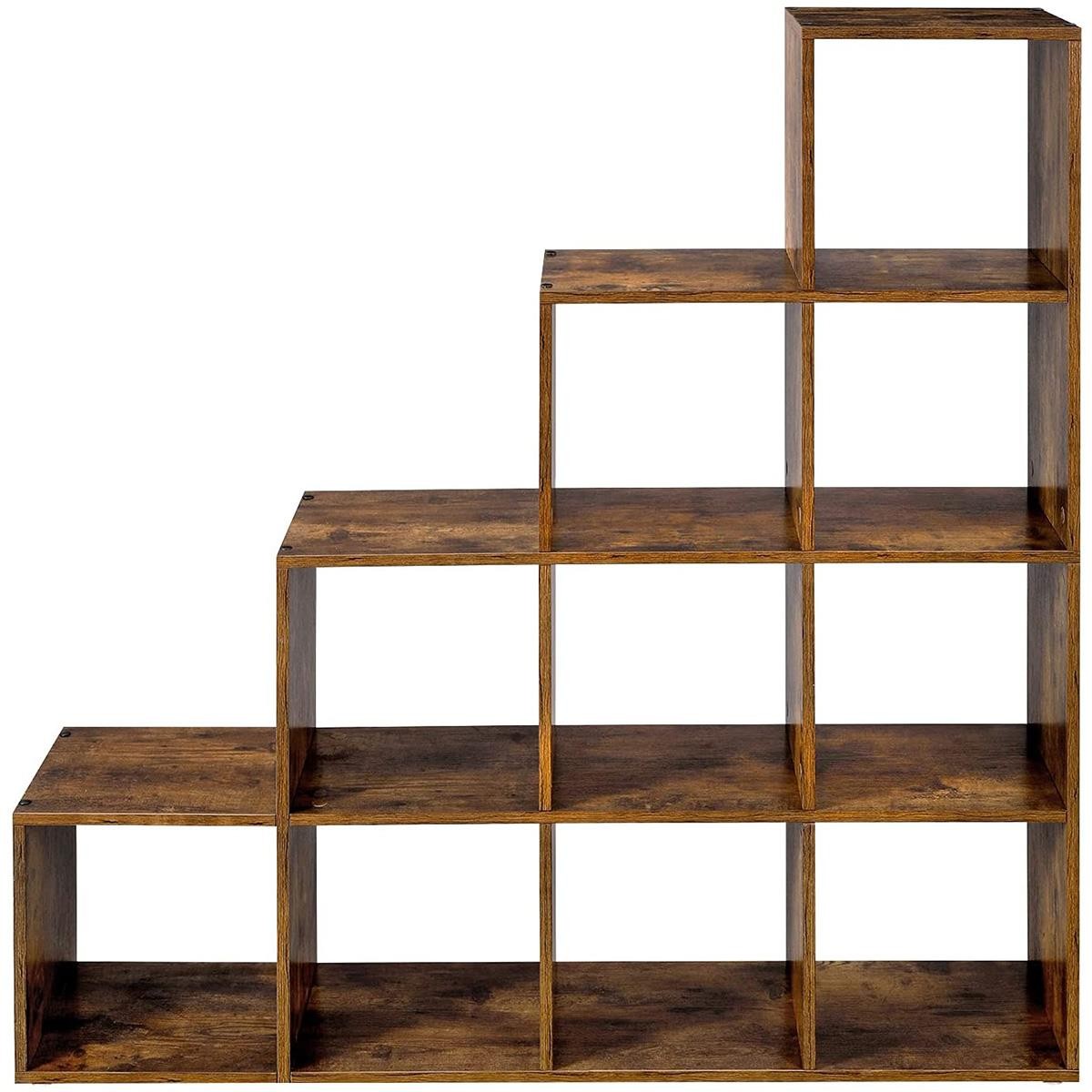 Estantería ASCEN, 129,5x29 cm, Diseño Moderno, 10 Estantes, en Madera color Nogal
