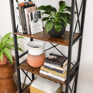 Estantería SELENE, Diseño Industrial, en Metal y Madera, color Roble Oscuro