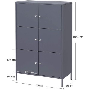 Armario HERA, 105,2x65x36 cm, en Metal color Gris