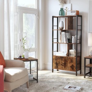 Estantería MESTA, Diseño Industrial, en Metal y Madera, color Roble Oscuro Oscuro