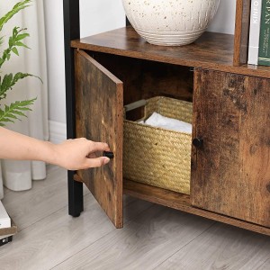 Estantería MESTA, Diseño Industrial, en Metal y Madera, color Roble Oscuro Oscuro