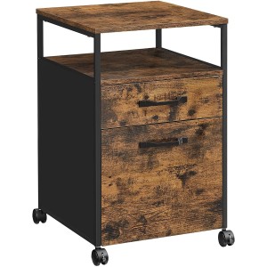 Archivador con Ruedas ESTI, en Metal y Madera, Roble Oscuro