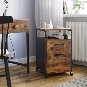 Archivador con Ruedas ESTI, en Metal y Madera, Roble Oscuro