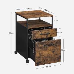 Archivador con Ruedas ESTI, en Metal y Madera, Roble Oscuro