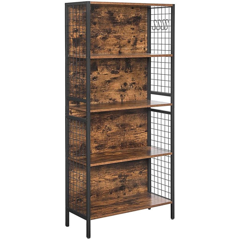 Estantería CAMPBELL en Metal y Madera, color Roble Oscuro
