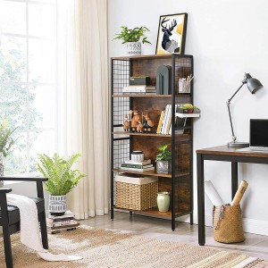 Estantería CAMPBELL en Metal y Madera, color Roble Oscuro