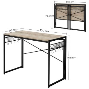 Mesa de Escritorio GANTON, Diseño moderno, en madera color haya gris