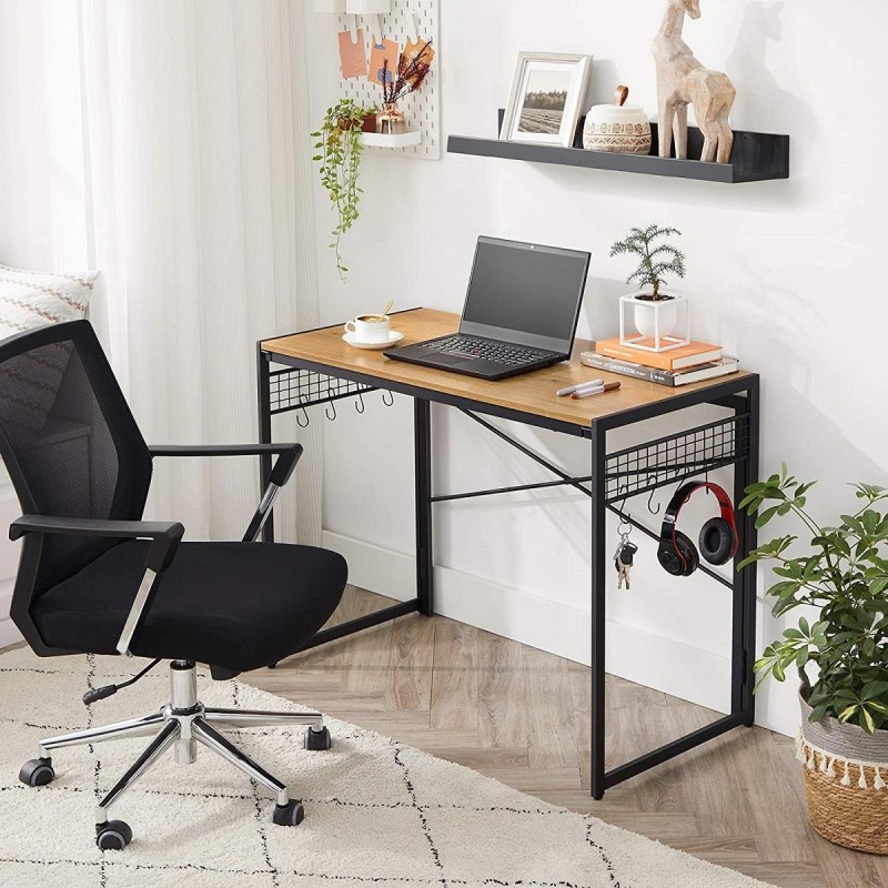 Mesa de Escritorio GANTON, Diseño moderno, en madera color haya gris