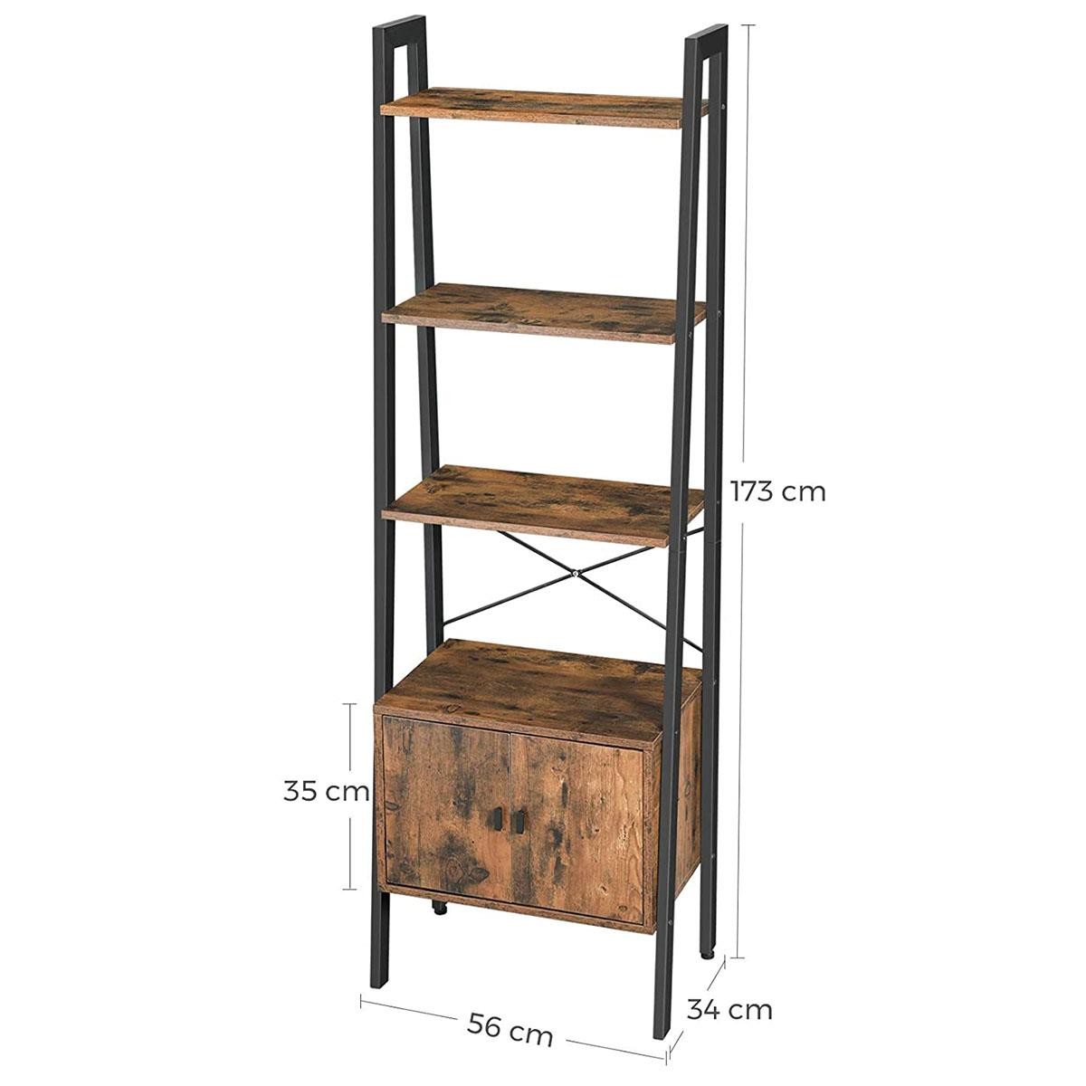 Estantería DESMOND, 56x34x173 cm, Estilo Retro, en Madera, color Marrón