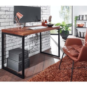 Mesa de Oficina MONTBLANC, Estructura Metálica, Superficie de Madera color Nogal
