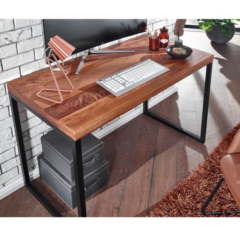 Mesa de Oficina MONTBLANC, Estructura Metálica, Superficie de Madera color Nogal