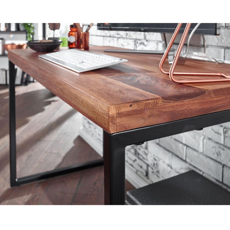 Mesa de Oficina MONTBLANC, Estructura Metálica, Superficie de Madera color Nogal