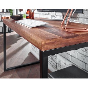 Mesa de Oficina MONTBLANC, Estructura Metálica, Superficie de Madera color Nogal