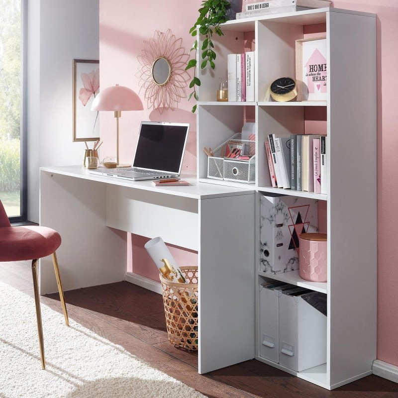 Mesa para ordenador GUIZA en Madera color Blanco