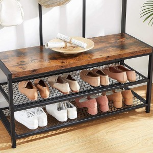 Perchero LUNY, con estantes, en Madera color Roble