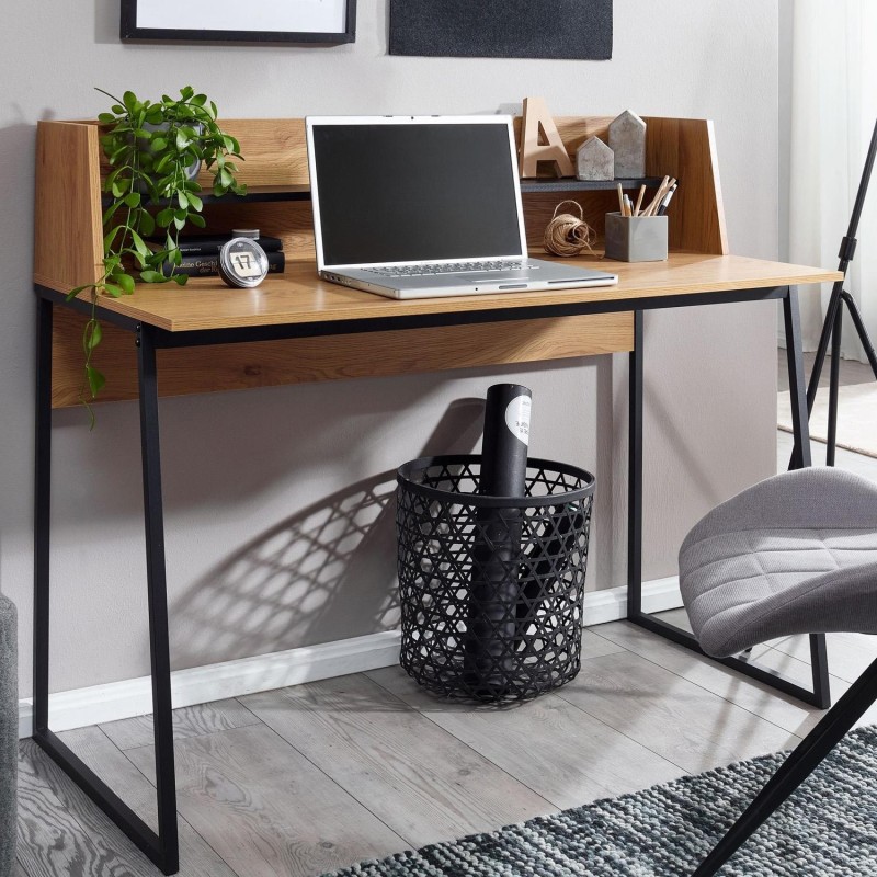Mesa para Ordenador MARTE, en Metal y Madera, color Roble
