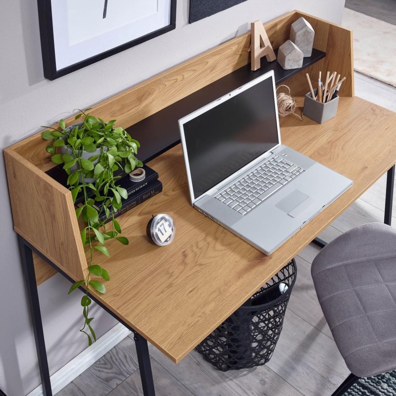Mesa para Ordenador MARTE, en Metal y Madera, color Roble