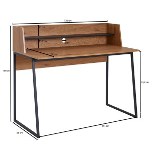 Mesa para Ordenador MARTE, en Metal y Madera, color Roble