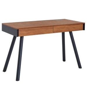 Mesa de Oficina JÚPITER, Exclusivo Diseño, con Superficie de Madera y Estructura Metálica Cromada